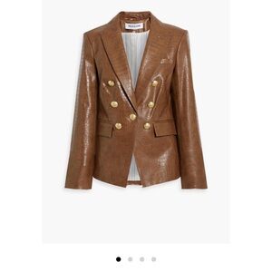 Veronica Beard Lawrence Dickey croc effect Brown Blazer with Gold Buttons